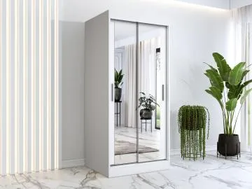Szafa przesuwna MODUO COMFORT 90 biała mat z dwoma lustrami