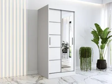 Szafa przesuwna MODUO COMFORT 2 90 biała mat z lustrem