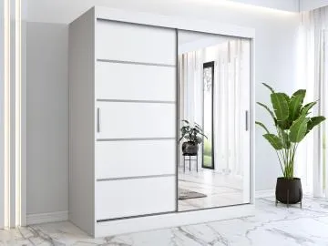 Szafa przesuwna MODUO COMFORT 2 180 biała mat z lustrem 