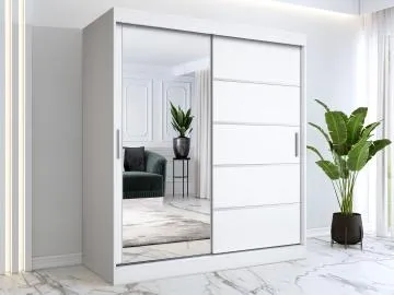 Szafa przesuwna MODUO COMFORT 3 180 biała mat z lustrem