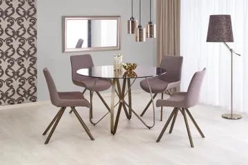 Stół LUNGO 120x120 brązowy/złoty