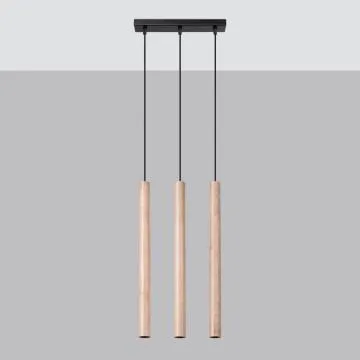 Lampa wisząca PASTELO 3L drewniana