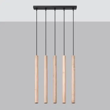 Lampa wisząca PASTELO 5L drewniana