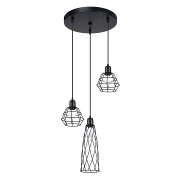 Lampa wisząca SUBA 3P czarna geometryczna 