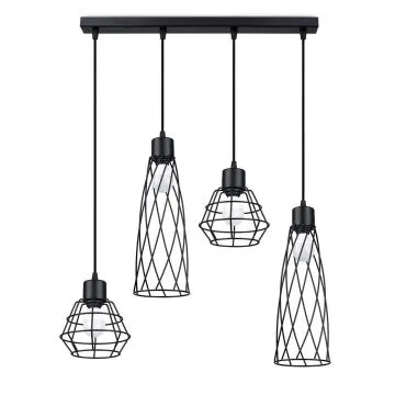 Lampa wisząca SUBA 4L czarna geometryczna