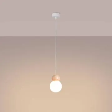 Lampa wisząca PEKKA 1 biała/naturalne drewno