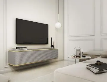 Szafka RTV KARL 3D 135cm wisząca/stojąca szary mat 