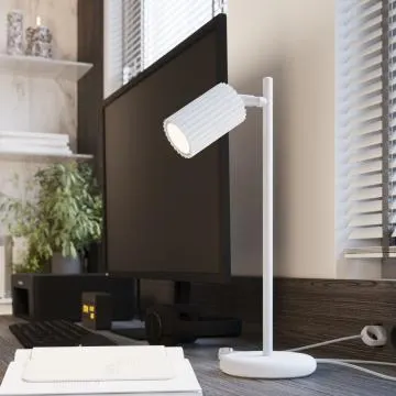Lampa biurkowa KARBON biała ryflowana