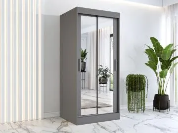 Szafa przesuwna MODUO COMFORT 90 antracyt z dwoma lustrami
