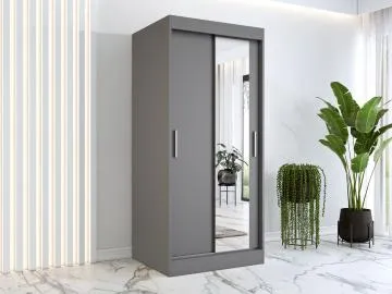 Szafa przesuwna MODUO COMFORT 90 antracyt z lustrem po prawej