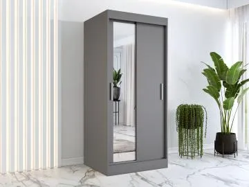 Szafa przesuwna MODUO COMFORT 90 antracyt z lustrem po lewej