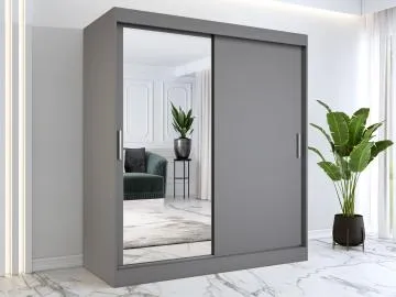 Szafa przesuwna MODUO COMFORT 180 antracyt z lustrem po lewej