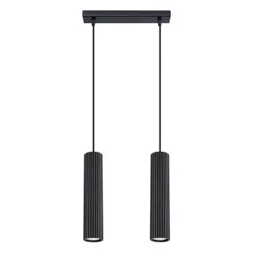 Lampa wisząca KARBON 2 czarna ryflowana