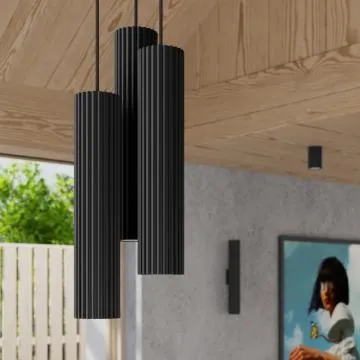Lampa wisząca KARBON 3P czarna ryflowana