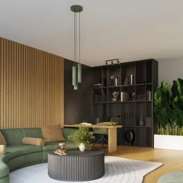 Lampa wisząca KARBON 3P zielona oliwka ryflowana