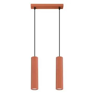 Lampa wisząca KARBON 2 ochra czerwona ryflowana