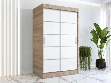 Szafa przesuwna MODUO COMFORT 120 dąb sonoma/biała mat z listwami