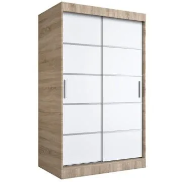 Szafa przesuwna MODUO COMFORT 120 dąb sonoma/biała mat z listwami