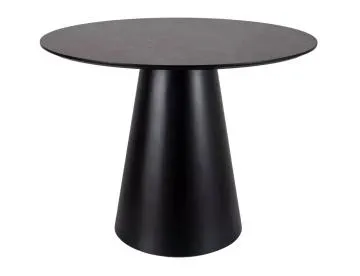 Stół okrągły Angel 100 cm efekt marmuru czarny mat
