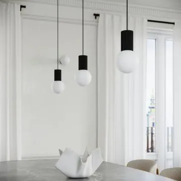 Lampa wisząca HALO 1 czarna ryflowana 