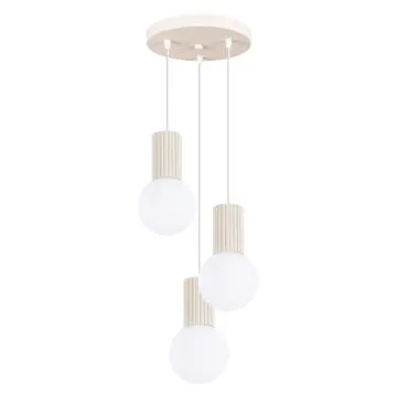 Lampa wisząca HALO 3P beżowa ryflowana