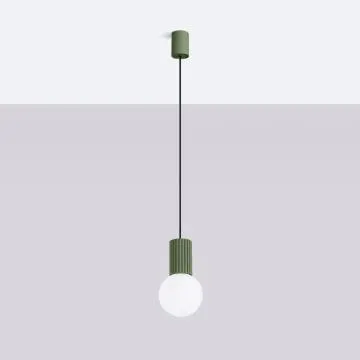 Lampa wisząca HALO 1 zielona oliwka ryflowana