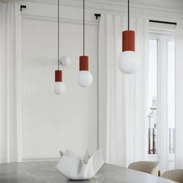 Lampa wisząca HALO 1 ochra czerwona ryflowana