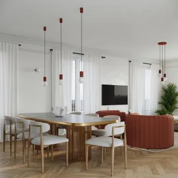 Lampa wisząca HALO 3P ochra czerwona ryflowana
