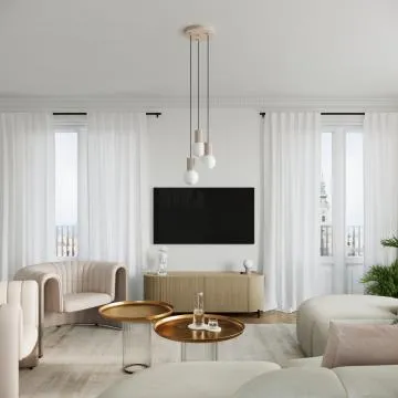 Lampa wisząca HALO 3P taupe ryflowana