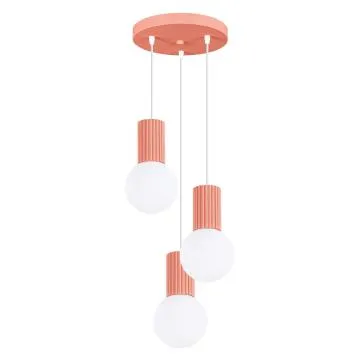 Lampa wisząca HALO 3P brzoskwiniowa ryflowana