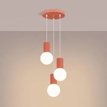 Lampa wisząca HALO 3P brzoskwiniowa ryflowana
