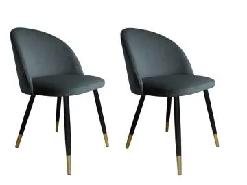Zestaw krzeseł CLAUDINE 1 BL VELVET GOLD 2 szt ciemno szare