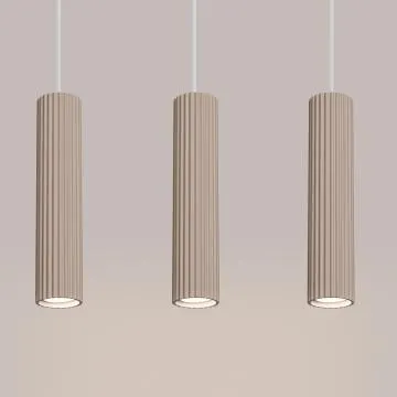 Lampa wisząca KARBON 3L taupe ryflowana