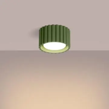 Plafon AURA 1 zielony oliwkowy GX53 ryflowany