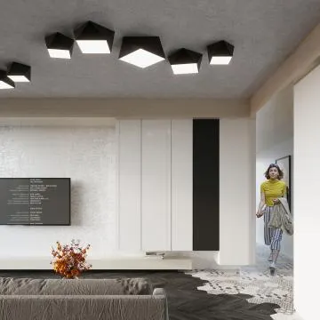 Plafon HEXA 25 czarny geometryczny