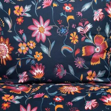 Komplet pościeli z mikrofibry VABEL granatowa w liście i kwiaty 160x200 cm