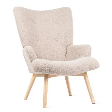 Fotel tapicerowany MOSS w tkaninie TEDDY BOUCLÉ beżowy