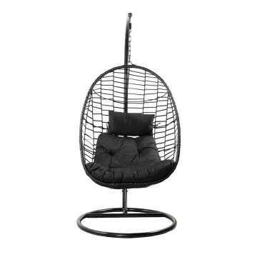 Huśtawka SOLEI na metalowym stelażu 95x95x195 cm czarna