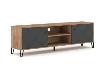 Szafka RTV BILBAO 2K 183cm dąb craft tobacco/grafit mat