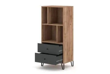 Regał BILBAO 2S dąb craft tobacco/grafit mat