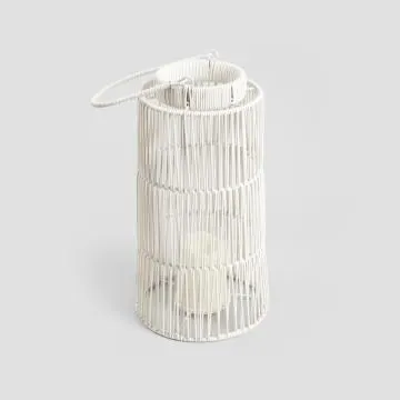 Lampion MODERN HAMPTONS ogrodowy ze świecą LED biały 20.5x38 cm