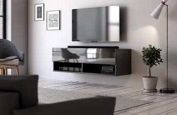 Szafka RTV DERBY 100cm czarny mat/czarny połysk