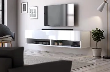 Szafka RTV DERBY 140cm biały mat/biały połysk