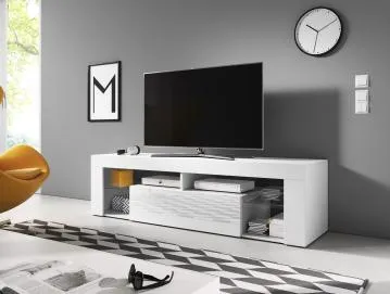 Szafka RTV EVEREST 140cm biały mat/biały połysk