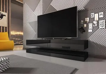 Szafka RTV FLY 2K czarna/czarny połysk 