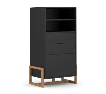 Komoda wysoka OSLO 1D2S 63cm czarny mat