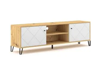 Szafka RTV BILBAO 2K 183cm dąb artisan/biały mat