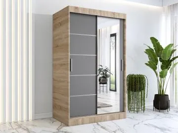 Szafa przesuwna MODUO COMFORT 2 120 dąb sonoma/antracyt z lustrem