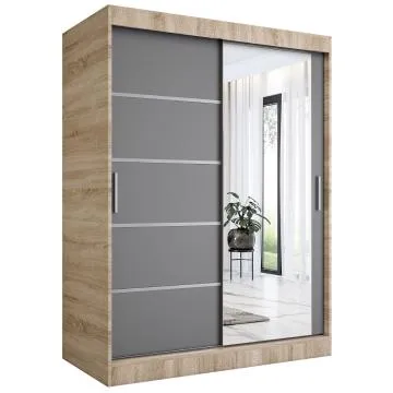 Szafa przesuwna MODUO COMFORT 2 150 dąb sonoma/antracyt z lustrem