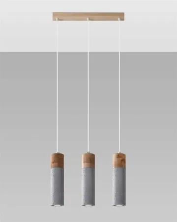 Lampa wisząca ZANE 3 szara